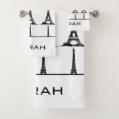 Elegant White Eiffel Tower Paris Monogram Bad Handdoek (Insitu)