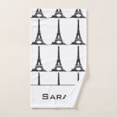 Elegant White Eiffel Tower Paris Monogram Bad Handdoek (Handdoek)