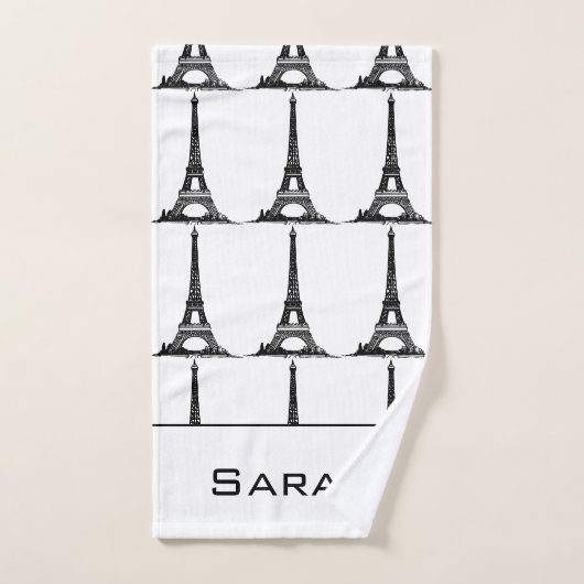 Elegant White Eiffel Tower Paris Monogram Bad Handdoek (Handdoek)