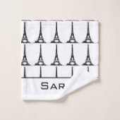 Elegant White Eiffel Tower Paris Monogram Bad Handdoek (Wasdoekje)