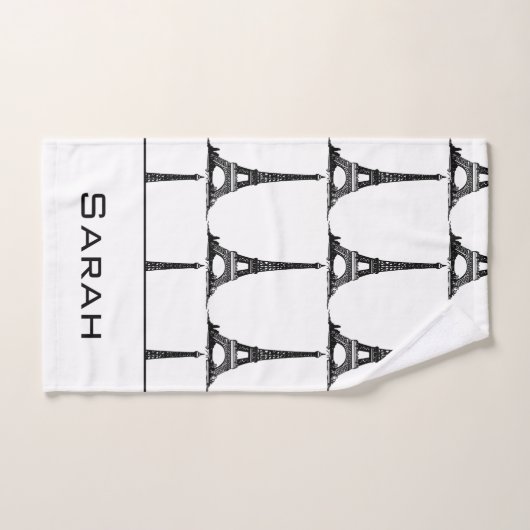 Elegant White Eiffel Tower Paris Monogram Bad Handdoek (Handdoek)