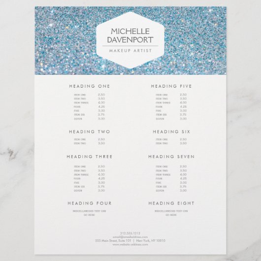 ELEGANT WHITE EMBLEM OP BLUE GLITTER FLYER (Voorkant)