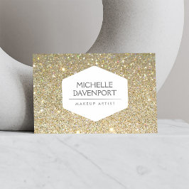 ELEGANT WHITE EMBLEM OVER GOLD GLITTER ACHTERGROND VISITEKAARTJE