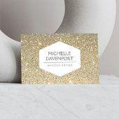 ELEGANT WHITE EMBLEM OVER GOLD GLITTER ACHTERGROND VISITEKAARTJE