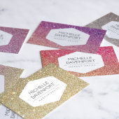 ELEGANT WHITE EMBLEM OVER GOLD GLITTER ACHTERGROND VISITEKAARTJE