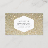 ELEGANT WHITE EMBLEM OVER GOLD GLITTER ACHTERGROND VISITEKAARTJE (Voorkant)