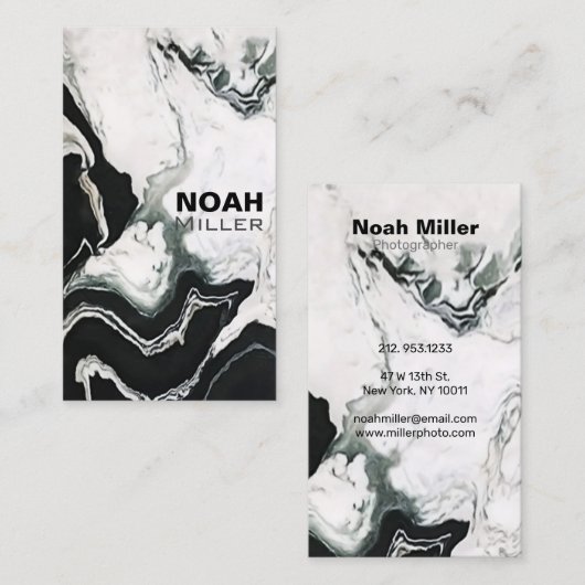 Elegant White en Black Abstract Panda Marble Visitekaartje (Voorkant / Achterkant)