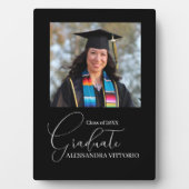 Elegant White en Black Afstuderen Fotoplaat (voorkant)