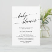 Elegant White en Black Calligraphy Baby shower Kaart (Staand voorkant)