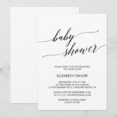 Elegant White en Black Calligraphy Baby shower Kaart (Voorkant / Achterkant)