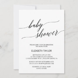 Elegant White en Black Calligraphy Baby shower Kaart