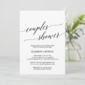 Elegant White en Black Calligraphy Couples Shower Kaart (Staand voorkant)