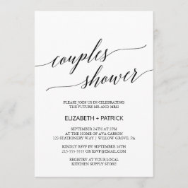 Elegant White en Black Calligraphy Couples Shower Kaart