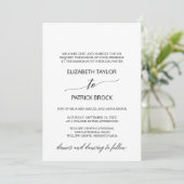 Elegant White en Black Calligraphy Formal Wedding Kaart (Staand voorkant)