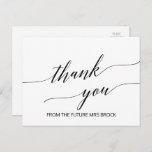 Elegant White en Black Calligraphy Hartelijk dank Briefkaart<br><div class="desc">Deze elegante witte en zwarte kalligrafie bedankt je briefkaart is perfect voor een eenvoudige bruiloft. Het neutrale ontwerp is voorzien van een minimalistisch briefkaart met romantische en grillige typografie. Pas de voorzijde van de kaart aan met een kort bericht. Pas de rug aan met een langer dank u bericht. Alternatief,...</div>