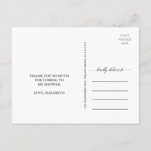 Elegant White en Black Calligraphy Hartelijk dank Briefkaart (Achterkant)