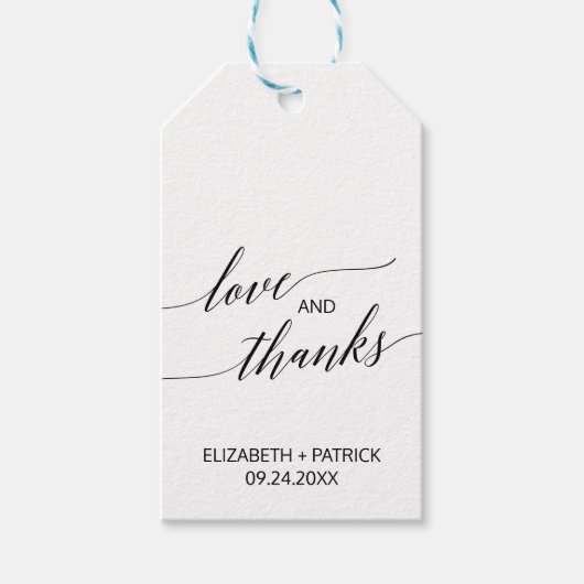 Elegant White en Black Calligraphy Love & Bedankt Cadeaulabel (Voorkant)