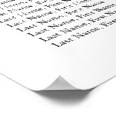 Elegant White en Black Calligraphy Seating Chart Poster (Hoek)