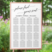 Elegant White en Black Calligraphy Seating Chart Poster