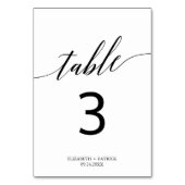 Elegant White en Black Calligraphy Table Number Kaart (Voorkant)