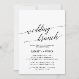 Elegant White en Black Calligraphy Wedding Brunch Kaart