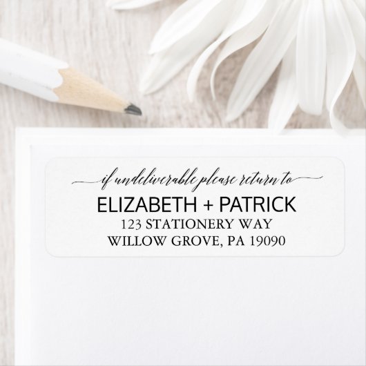 Elegant White en Black Calligraphy Wedding Etiket (Insitu)