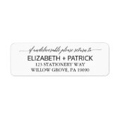 Elegant White en Black Calligraphy Wedding Etiket (Voorkant)