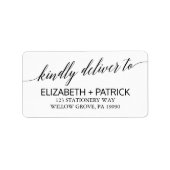 Elegant White en Black Calligraphy Wedding Etiket (Voorkant)
