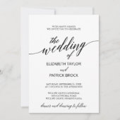 Elegant White en Black Calligraphy Wedding Kaart (Voorkant)