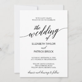Elegant White en Black Calligraphy Wedding Kaart