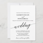 Elegant White en Black Calligraphy Wedding Kaart (Voorkant)