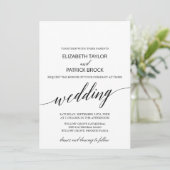 Elegant White en Black Calligraphy Wedding Kaart (Staand voorkant)