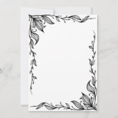 Elegant White en Black Drawn Floral Vine Wedding Kaart (Achterkant)