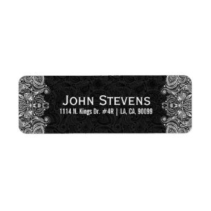 Elegant White en Black Floral Paisley Lace Etiket