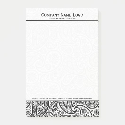 Elegant White en Black Floral Paisley Post-it® Notes (Voorkant)