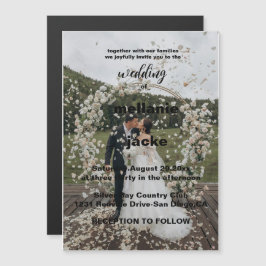 Elegant White en Black Gold Border Photo Weduwnaar Magnetische Uitnodiging