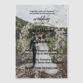 Elegant White en Black Gold Border Photo Weduwnaar Magnetische Uitnodiging (Voorkant)