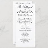 Elegant White en Black Heart Wedding Programme Programmakaart (Voorkant / Achterkant)