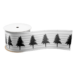 Elegant White en Black kerstboom Satijnen Lint