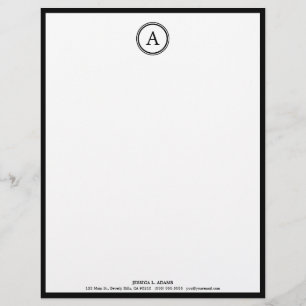 Elegant White en Black Monogram Letterhead Briefhoofd Ontwerp