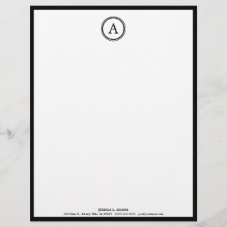 Elegant White en Black Monogram Letterhead Briefhoofd Ontwerp