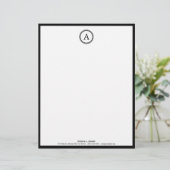 Elegant White en Black Monogram Letterhead Briefhoofd Ontwerp (Staand voorkant)