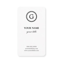 Elegant White en Black Monogram Visitekaartjes