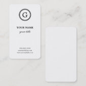 Elegant White en Black Monogram Visitekaartjes (Voorkant / Achterkant)