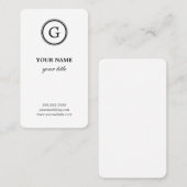 Elegant White en Black Monogram Visitekaartjes (Voorkant / Achterkant)
