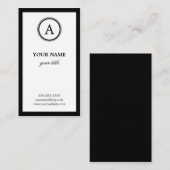 Elegant White en Black Monogram Visitekaartjes (Voorkant / Achterkant)