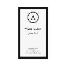 Elegant White en Black Monogram Visitekaartjes
