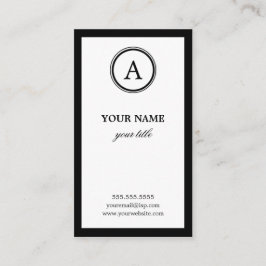 Elegant White en Black Monogram Visitekaartjes