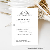 Elegant White en Black Monogram, zonder maaltijd RSVP Kaartje