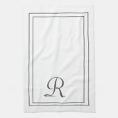 Elegant White en Black Monogramed Theedoek (Verticaal)